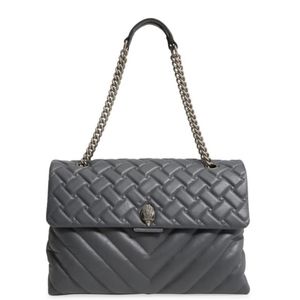 Kurt Geiger London XXL Kensington Quilted Leather Shoulder Bag in Grey